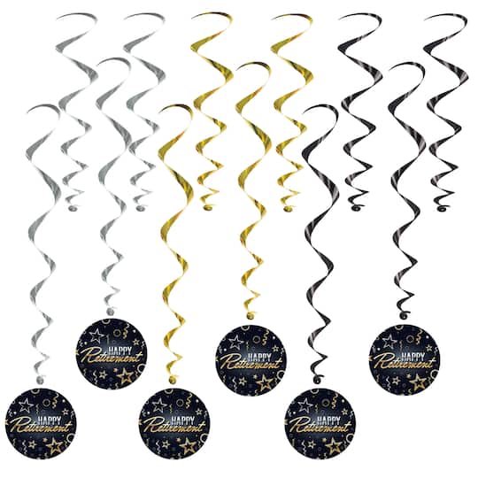 Beistle Metallic Happy Retirement Whirls, 12ct. | 17.5"-30.5" | Michaels®